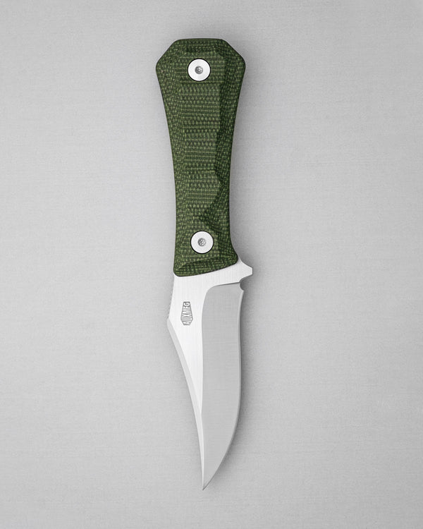 AUXMFG Pocket Bowie Deadhead - 14C28N - Green Micarta - Production