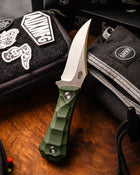 AUXMFG Pocket Bowie Deadhead - 14C28N  - Green Micarta - Production