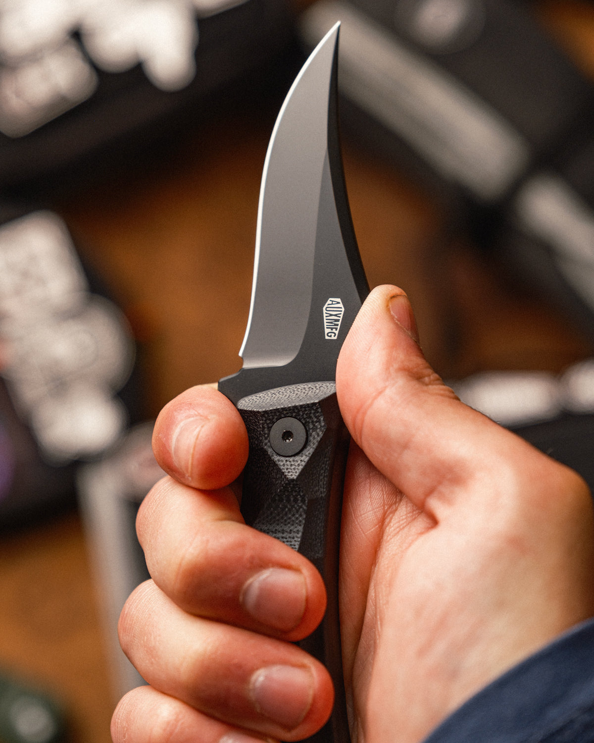 AUXMFG Pocket Bowie Deadhead - 14C28N - Black G10 - Production