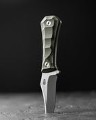 AUXMFG Pocket Bowie Deadhead - 14C28N  - Green Micarta - Production