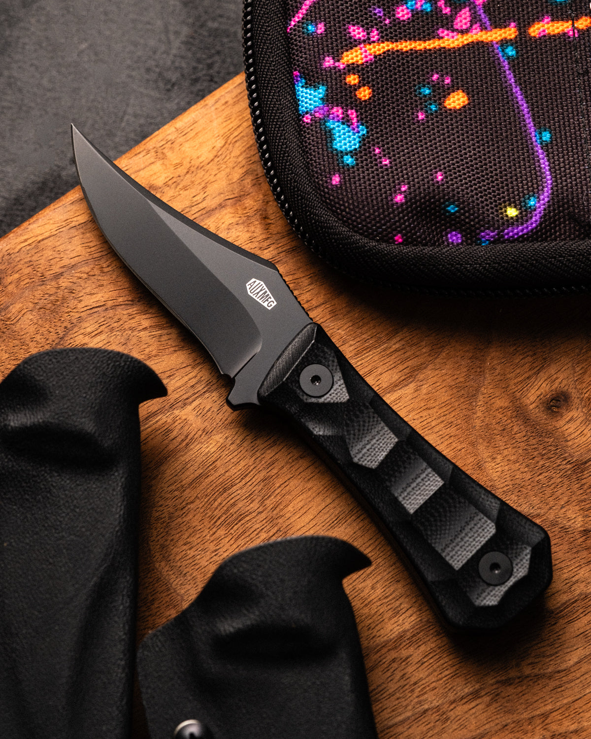 AUXMFG Pocket Bowie Deadhead - 14C28N - Black G10 - Production