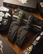 AUXMFG Pocket Bowie Deadhead - 14C28N  - Green Micarta - Production