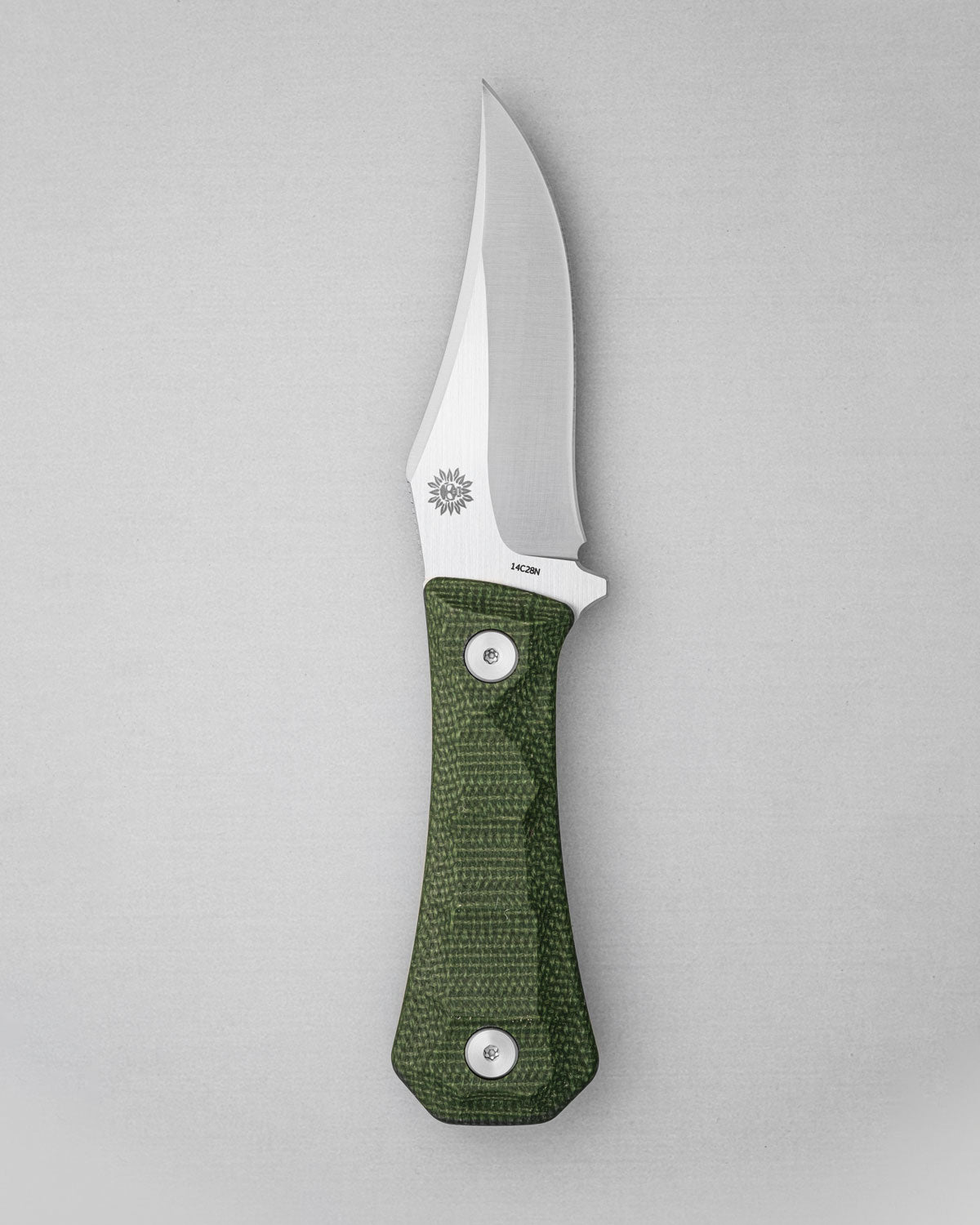 AUXMFG Pocket Bowie Deadhead - 14C28N  - Green Micarta - Production