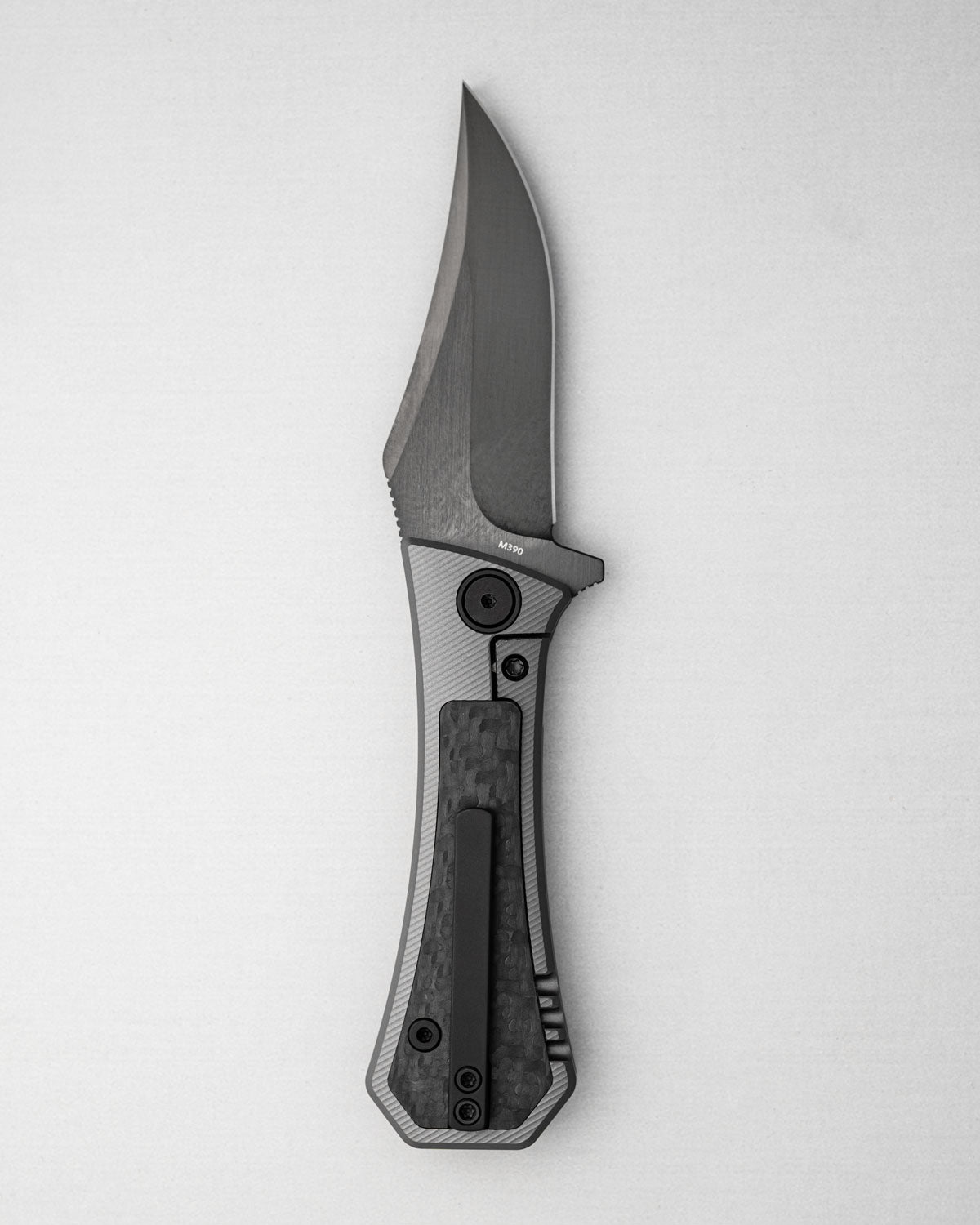 Pocket Bowie Frame Lock | M390 | Black Carbon Fiber + Titanium | Deadhead Series