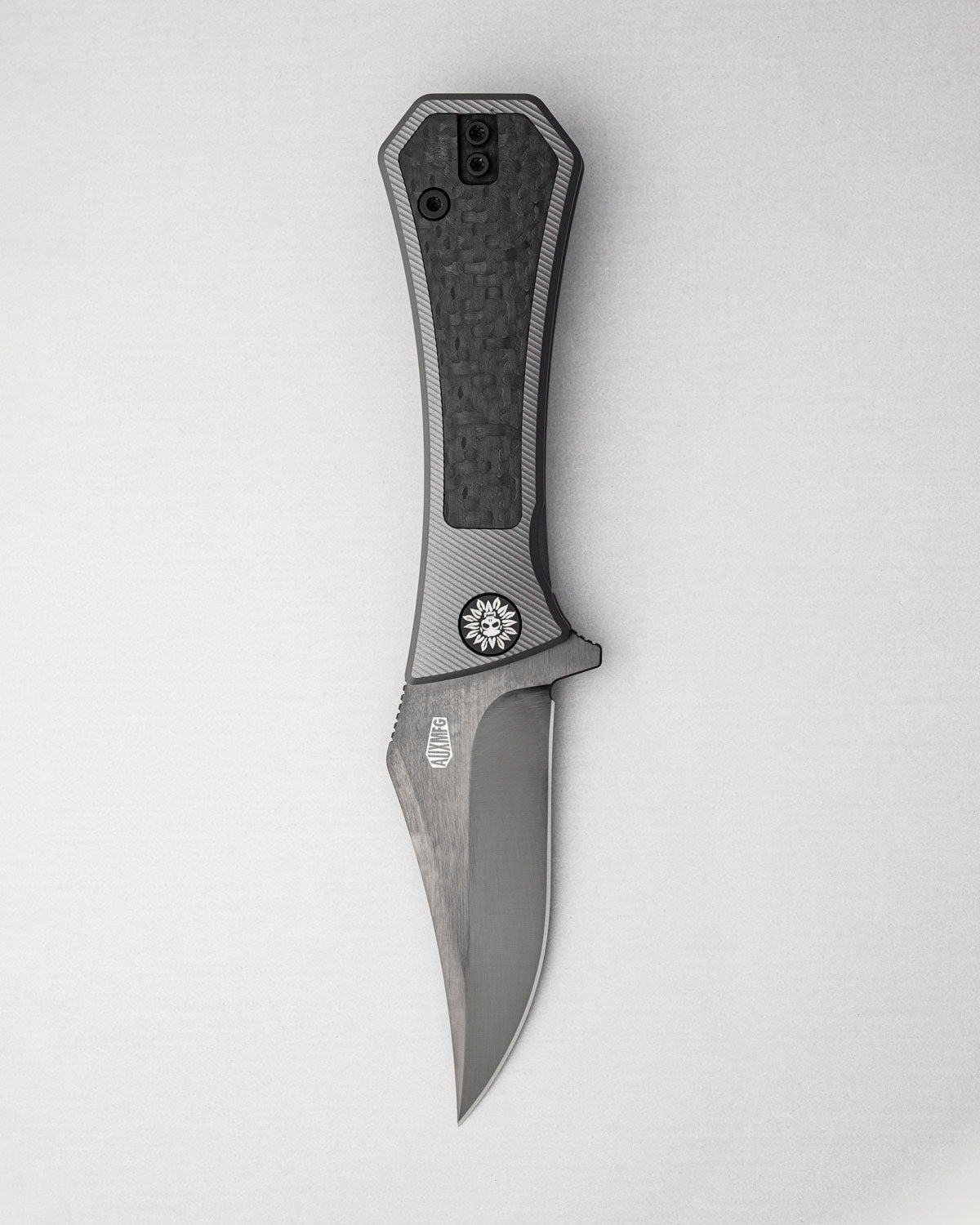 AUXMFG Pocket Bowie Framelock - M390 - Carbon Fiber + Titanium - Production