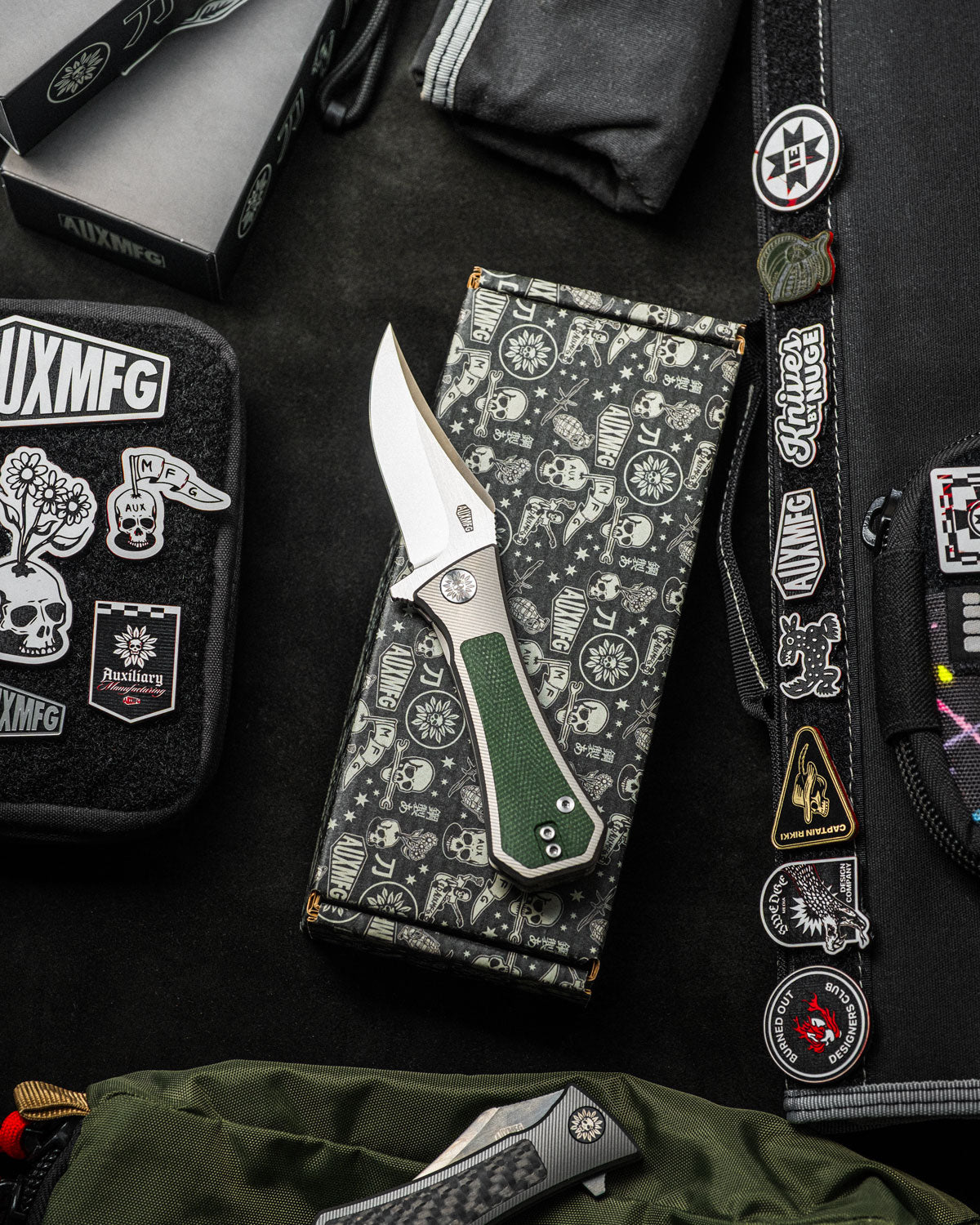 Coffin Framelock - Bowie - Green Micarta