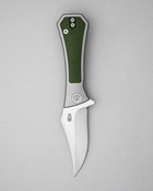 AUXMFG Pocket Bowie Framelock - M390 - Green Micarta + Titanium - Production
