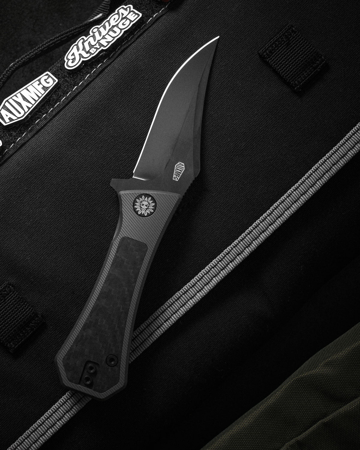 AUXMFG Pocket Bowie Framelock - M390 - Carbon Fiber + Titanium - Production