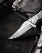 AUXMFG Pocket Bowie Framelock - M390 - Green Micarta + Titanium - Production