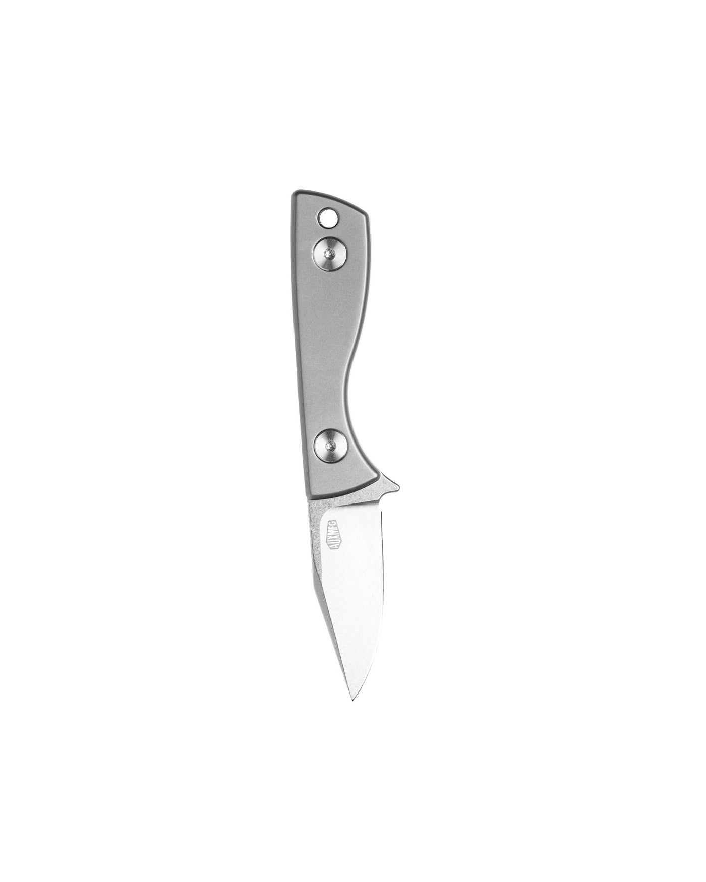 AUXMFG Runt fixed blade, titanium handle, 14C28N blade, stonewash finish.